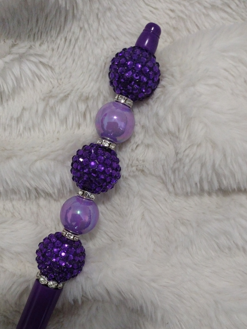 Tall Purple Crystal Beaded Pen - Picture 2 of 2